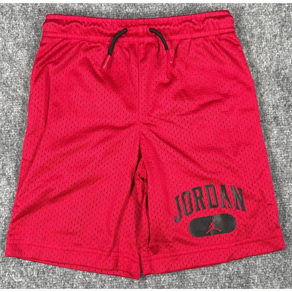 Jordan Boys Large 6-7 Yrs Red Mesh Gym Basketball Shorts NWT